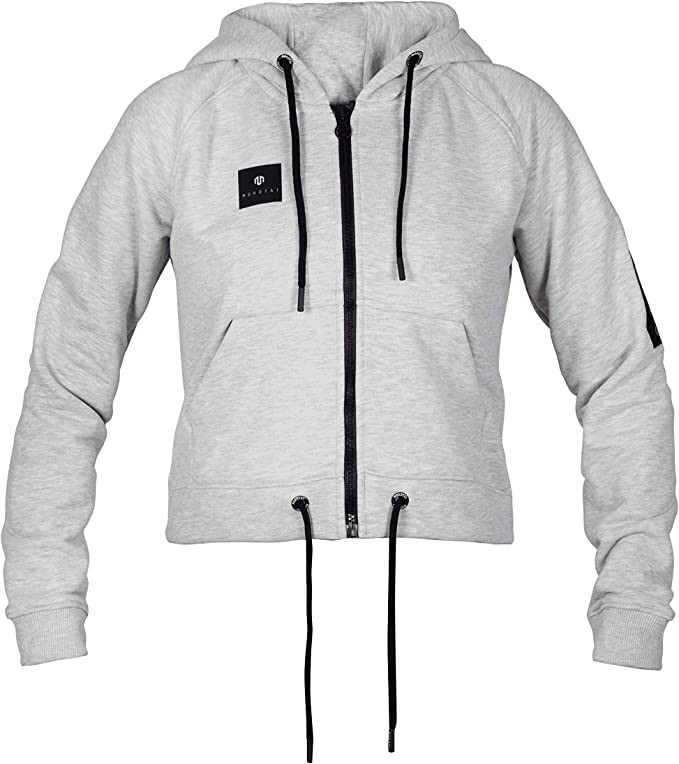 MOROTAI Women's NAKA Box Full Zip Hoodie Light Grey XL